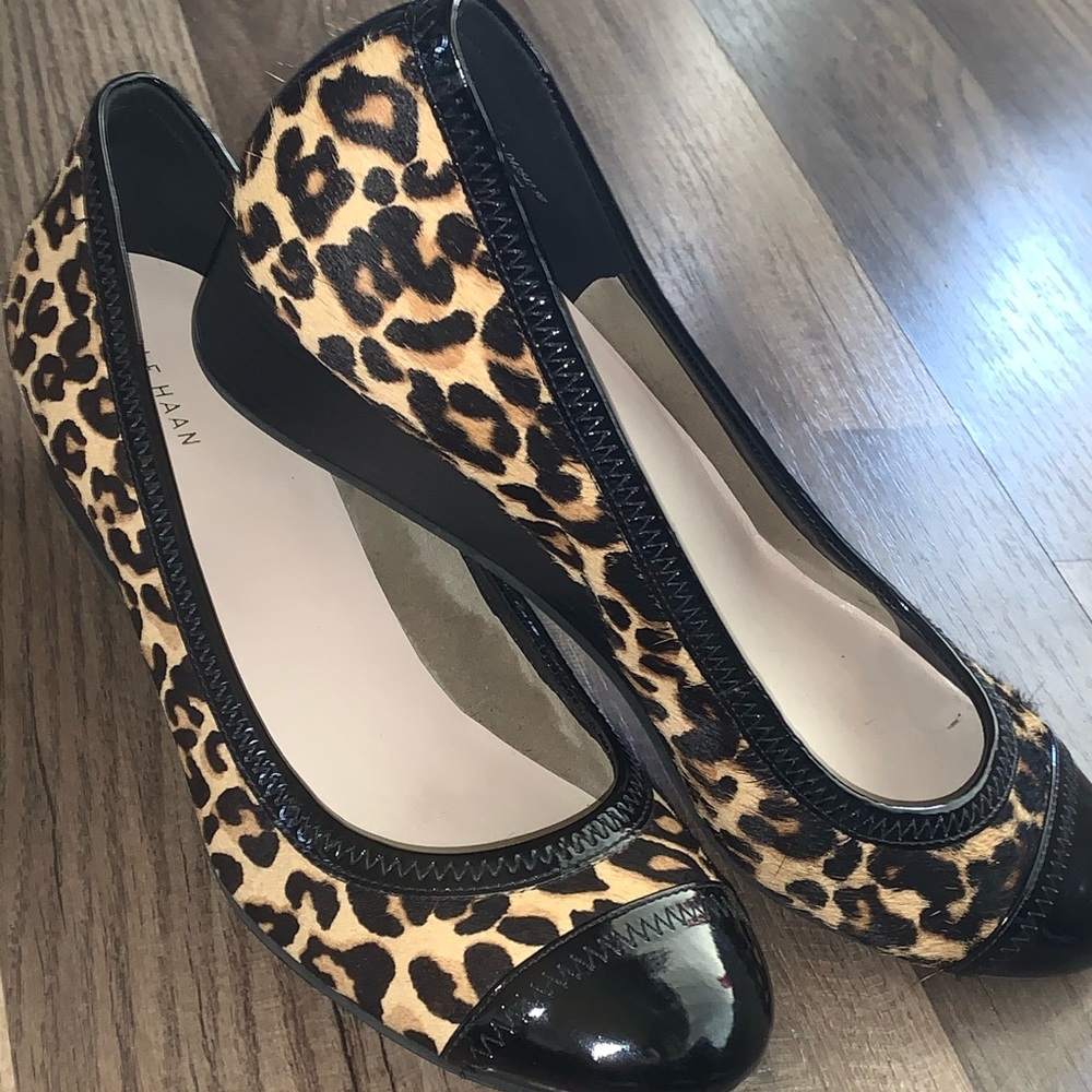Cole Haan wedge leopard print, cow fur